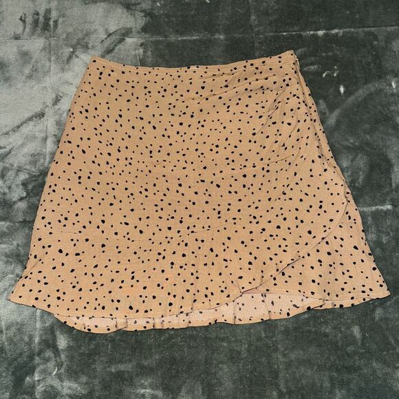 Abercrombie & Fitch Wrap Skirt Women's Medium Tan Black Animal Print Side Zip - Picture 1 of 7
